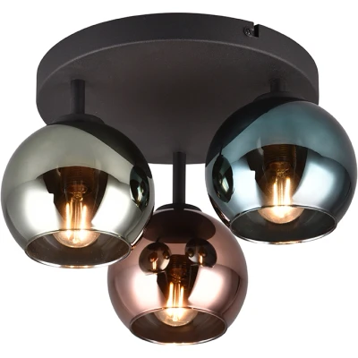 Afbeelding van REALITY SHELDON Plafonniere Zwart met multicolor glas