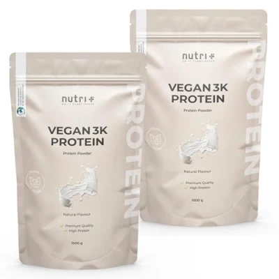 Afbeelding van Veganistisch Eiwit Poeder neutraal 2kg Nutri Plus Vegan Protein Powder 3k Eiwitshake 2000g