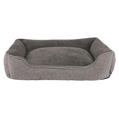 Afbeelding van lionto Hondenkussen gemêleerd met afneembare Hoes, Knus Huisdierenbed comfortabele Instap voor Honden en Katten, (L) 110x80 cm, Zacht Hondenbed Antislip Bodem, Grijs