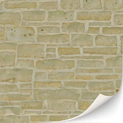 Afbeelding van 3 vellen zelfklevende baksteenmuur, wandbekleding voor poppenhuizen, schaal 1:12 (kalksteen)
