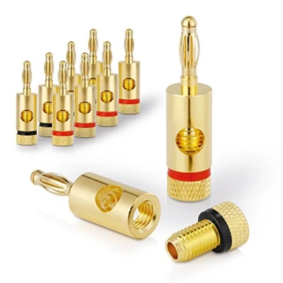 Afbeelding van Sonero Premium banaanstekkers (set van 8) voor alle luidsprekerkabels met een diameter max. 6 mm², 4 stuks kleurcodering (4 x rood, zwart), 24 karaat verguld