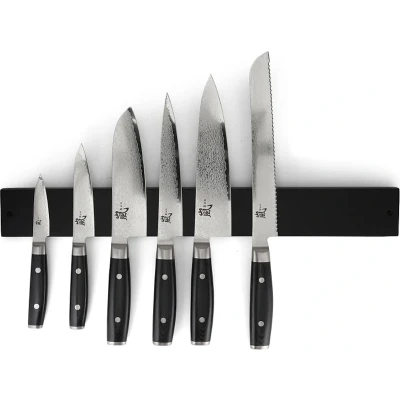 Afbeelding van Yaxell Ran Messenset 7 delig Magnetische Zwarte Messenhouder met 6 Messen 69 Lagen Damasts...