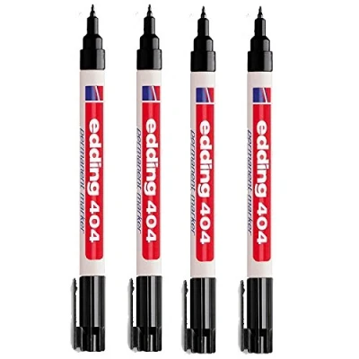 Afbeelding van Edding 404 permanente marker ronde punt 0,75 mm lijndikte alle kleuren, verschillende aantallen / spaarpacks (4, zwart)
