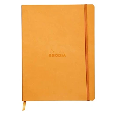 Afbeelding van RHODIA 117565C Oranje Flexibel Notitieboek 19x25 cm Dot 160 pagina&#039;s Ivoor Clairefontaine Papier 90 g/m Bladwijzer, Elastische sluiting Kunstlederen omslag Rhodiarama Collection