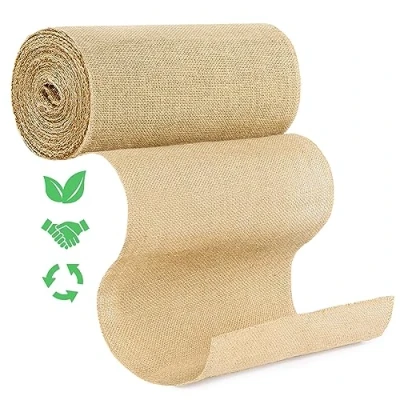Afbeelding van Jute Tafelloper Rol voor Tafel en Bruiloftsdecoratie, 20 m x 30 cm, Beige Juteband, Natuurlijk Linnen Stof Bruiloft, Boerderijfeest, Communie, Rustieke Tafeldecoratie