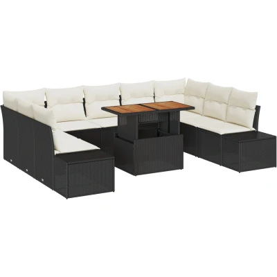 Afbeelding van vidaXL Tuin Sofa Set van 10 Crème en Zwart