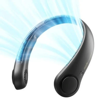 Afbeelding van Jisulife draagbare nekventilator, handenvrije, USB gevoede, bladloze ventilator, 4000 mAh, persoonlijke ventilator op batterij, hoofdtelefoonontwerp, 3 snelheden, uniseks geschenken, zwart