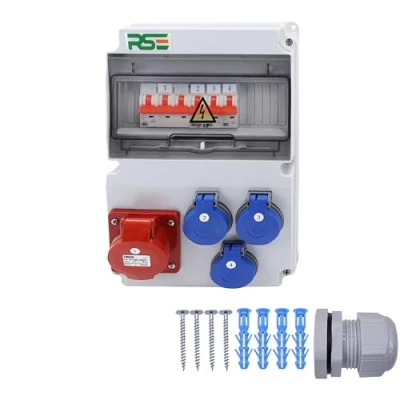 Afbeelding van Bouwstroomverdeler, wandverdeler, compleet bedraad, 32 A, 16 230 V, met CEE meter, IP65, 2.1 x A 3 V LS