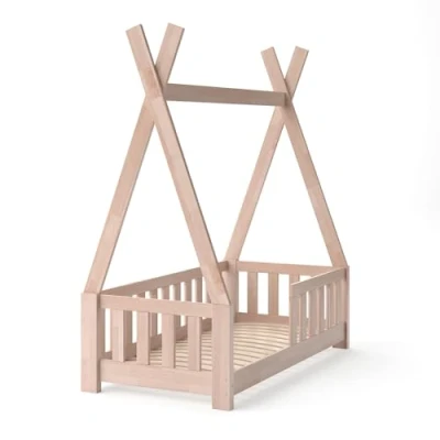 Afbeelding van Vitalispa Tipi bed &quot;Tipi&quot;, Natuurlijk hout, 70x140 cm met hek