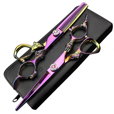 Afbeelding van Sharonds Paars 15 cm haarschaar kappersschaar exquise high end 440C professionele kapper salon toegewijd gereedschap