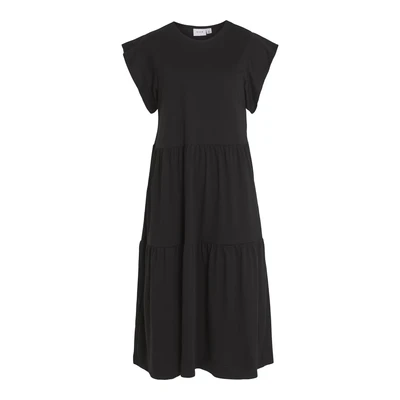 Afbeelding van VILA Visummer MIDI Jurk, Dames, Maat: Small, Black