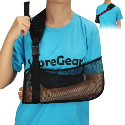 Afbeelding van supregear Gaas Arm Sling, Medische Schouder Immobilisator Verstelbare Lichtgewicht Rotator Cuff Steun Brace voor Verwonde Elleboog Polshand, Past op Linker/Rechter Mannen Vrouwen (Zwart, S)