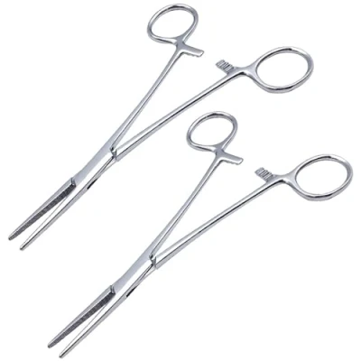 Afbeelding van 2 stuks 12,5 cm piercing tang, rechte kop vergrendelingtang, roestvrij stalen pincet, zaagtandontwerp vergrendelingtang voor eindnaaien, solderen, kunst, ambachten