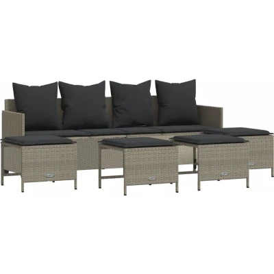 Afbeelding van vidaXL 5 delige Loungeset met kussens poly rattan lichtgrijs