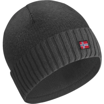 Afbeelding van ACE Norway Wintermuts van schapenwol warme gebreide muts voor dames &amp; heren zachte wollen volwassenen Donkergrijs
