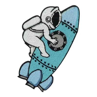 Afbeelding van Patch om op te strijken, astronaut raket, ruimteschip patch, coole opstrijkplaatjes, patches naaien, Space Shuttle strijkpatches, Nasa strijkplaatje, ruimtepatches Finally Home