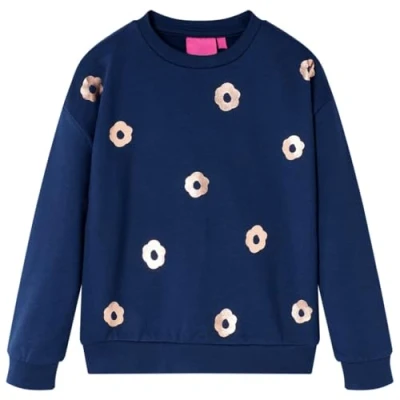 Afbeelding van Kindertrui bloemenprint 104 marineblauw