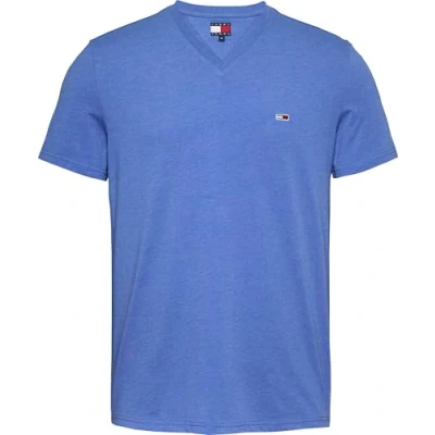 Afbeelding van Tommy Jeans SLIM Jaspe V NECK TEE Tshirt basic, Heren, Maat: 44, Tempo blue htr