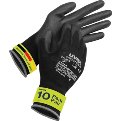 Afbeelding van Uvex unipur 6639 Montagehandschoenen voor droge en licht vochtige ruimtes, licht, fijngevoelig vuilafstotend, zwart, maat 06/XS, 10 paar