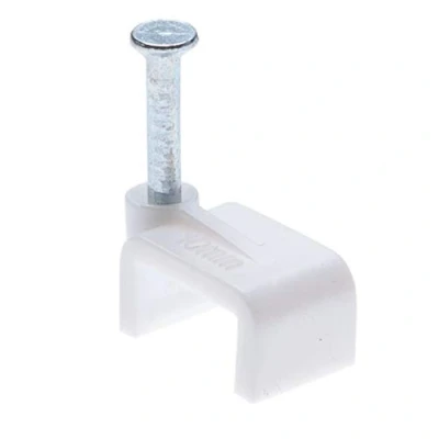 Afbeelding van Vlak Wit Kabel Nagel Clips 10mm Plastic Elektrische Draad voor Cat 5 5e / 6 6a 7 Cat.5 Cat.5e Cat.6 Cat.6a Cat.7 6P4C 8P8C RJ11 RJ45 Patch Netwerk Ethernet Internet Leidt (Pak van 100)