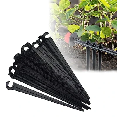 Afbeelding van 100 stuks Micro Drip System Buishouders, PE irrigatie druppelsteunen, Tuinslang, Grondankers, Bevestigingsankers, Druppelbuishouder voor Tuin Kas Bloem Bed
