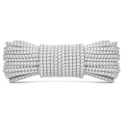 Afbeelding van Abma Cord Bungeekoord 5mm 10M Rubberen Touw Elastisch Koord Expandertouw Spankoord Elastiek voor Camping, Zeildoek, Aanhangwagen, Rugzak, Tentstok, Kajak Wit&amp;Zwart