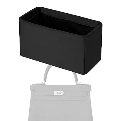 Afbeelding van XYJG Silk Bag Organiser Insert Fits Hermes Kelly Pochette/Mini/20/25/28/32/35/40, Luxury Handbag &amp;Tote Shaper (KL28,Black)