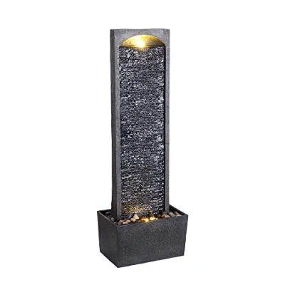 Afbeelding van Teamson Home Hoog Buiten Tuin Water Fontein Met Lichten Waterornament Waterval Ontwerp Tuindecoratie Pomp 34 x 22 98 (cm)
