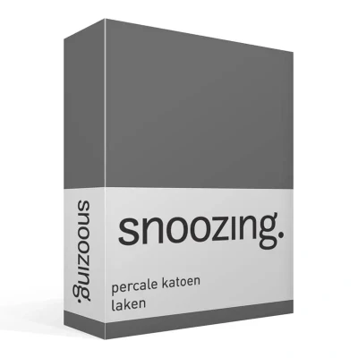 Afbeelding van Snoozing Laken Eenpersoons Percale katoen 150x260 cm Antraciet