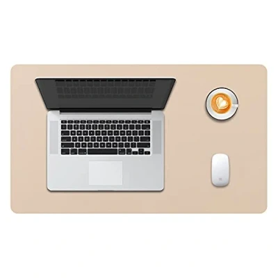 Afbeelding van DOBAOJIA Bureaulegger, Bureau Pad, Blotter, Schrijven Muis en Toetsenbord Uitgebreide Mat, Onderlegger XL, PU leer waterdicht + suède antisli 60 x 35cm (Beige)