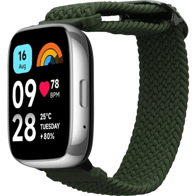 Afbeelding van kwmobile nylon bandje voor smartwatch geschikt Xiaomi Redmi Watch 3 Active 14 22 cm Polsbandje in donkergroen