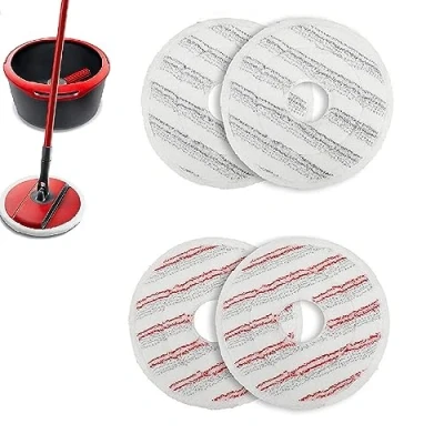 Afbeelding van Set van 4 vervangende dweilkoppads voor Vileda Spin en Clean Mop navulling, wasbare herbruikbare microvezel dweilkop navulling compatibel met Head het reinigen vloeren (4