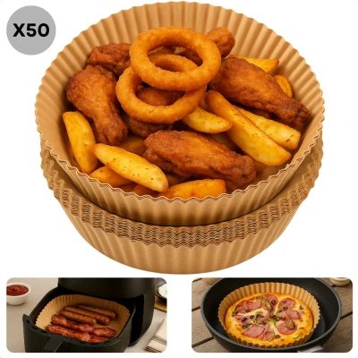 Afbeelding van Cheqo Airfryer Bakpapier Wegwerpbakjes 50 Stuks Rond Ø20 cm Accessoires Heteluchtfriteuse Geschikt Voor W