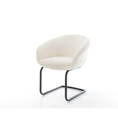 Afbeelding van sledemodel Vinka Flex met armleuning rond zwart bouclé wit pocketveer kern