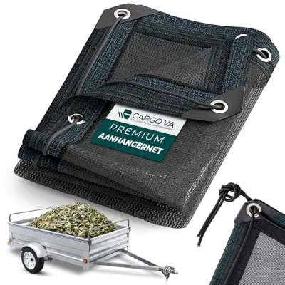 Afbeelding van CargoVA® feinmaschiges Anhängernetz 1x2m Schwarzes Abdecknetz mit Gummiseil zur optimalen Ladungssicherung