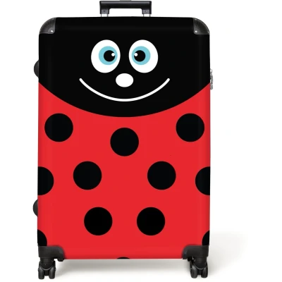 Afbeelding van NoBoringSuitcases.com® Koffer groot Reiskoffer lichtgewicht Dierenportret Lieveheersbeestje rood Rolkoffer met 4 wielen Grote trolley XL 98 liter bagage