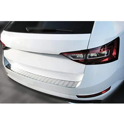 Afbeelding van Bumperbescherming roestvrij staal, chroom, compatibel met Skoda Superb III Combi, vanaf 2015 afschuining 107c, premium kwaliteit van RECAMBO