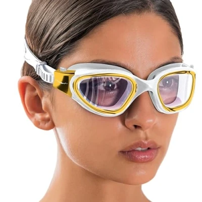 Afbeelding van AqtivAqua Zwembril Swimming Goggles Volwassen Zwembrillen Heren Dames Mannen Vrouwen Kind Kinderen Jongens Meisjes Anti Fog DX C (Metallic Gold, Helder)
