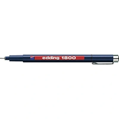 Afbeelding van edding 1800 precisiefineliner zwart 1 stift lijnbreedte 0,5 mm fineliner om precies te schrijven en schetsen fijne, in metaal gevatte punt geschikt voor liniaal sjablonen