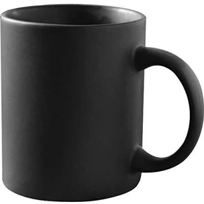 Afbeelding van 12 oz matzwarte porseleinen koffiemok, Smilatte klassieke keramische kop met handvat voor latte cappuccino thee, zwart
