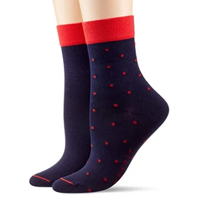 Afbeelding van ESPRIT Sokken Small Dots 2 pack katoen dames zwart wit vele andere kleuren versterkte damessokken met patroon ademend bont dun en stippen in multipack paar, blauw (marine 6120), 39 42 EU