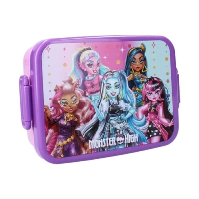 Afbeelding van My sweety pop Broodtrommel Monster High voor kinderen kleuterschool school vakantie maaltijd 16 cm meisjes paars/roze cadeau idee