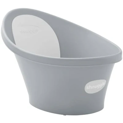 Afbeelding van Shnuggle Babybadje voor pasgeborenen, ingebouwde steunbult en zachte rugleuning, geschikt badstoelondersteuning inclusief plug kiezelsteen met grijze rugleuning