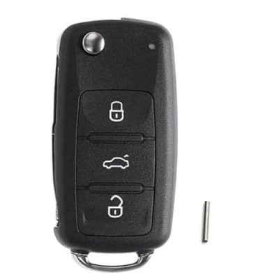 Afbeelding van 3 knops vervanging vouwen autosleutel huisvesting radio sleutel compatibel voor VW Golf Mk6 T1guan Polo Passat Sk0da Octavia Touran (zonder transponder en batterij)