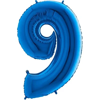 Afbeelding van Folieballon cijfer 9 blauw (35cm)
