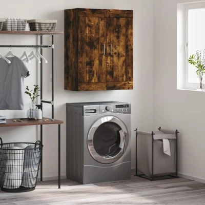 Afbeelding van Wandkast 69,5x34x90 cm bewerkt hout gerookt eikenkleurig