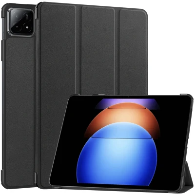 Afbeelding van Xiaomi Pad 6S Pro 12.4 Hoes: iMoshion Trifold Bookcase Zwart Kunstleder Tablet Hoezen