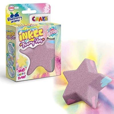 Afbeelding van Craze INKEE Foamy Star 28070 Geurende badbom in stervorm, bosbessengeur, meerkleurig schuim