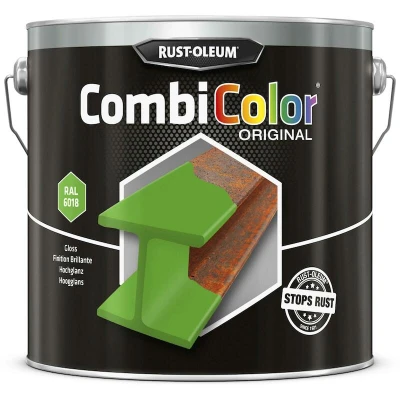 Afbeelding van rust oleum combicolor hoogglans ral 6018 geelgroen 2.5 ltr