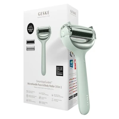 Afbeelding van GESKE SmartAppGuided™ MicroNeedle Face &amp; Body Roller 8 in 1 Derma Elektrische Microneedling apparaat Naaldrol Naaldroller Schoonheidsroller voor gezicht en lichaam